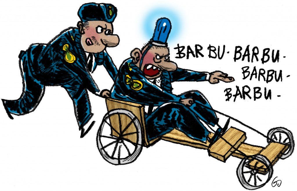 Blæksprutten, gs, nedskæringer i politiet, cuts in police, soapbox car, Gitte Skov, cartoonist